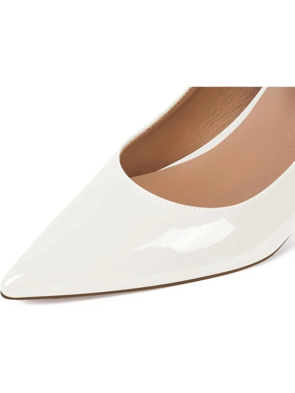 Women's White Rhinestone Heels Pointed Toe Slip On 4